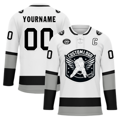 Custom White Grey Personalized Hockey Jersey HCKJ01-D0a70e7