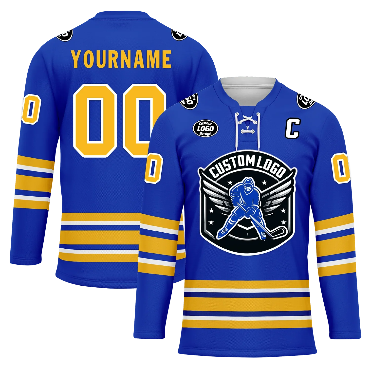 Custom Blue Yellow Personalized Hockey Jersey HCKJ01-D0a70aa - Coolcustomize