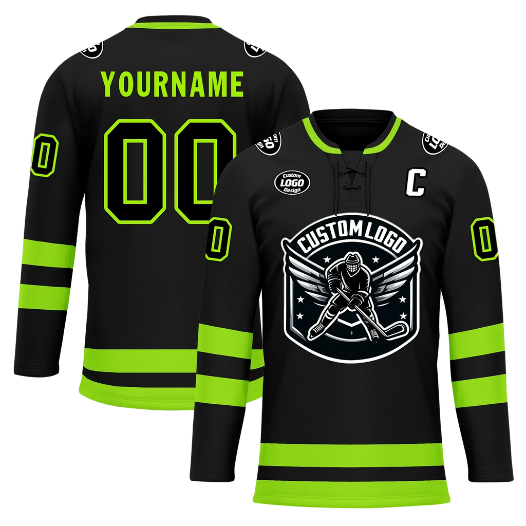 Custom Black Green Personalized Hockey Jersey HCKJ01-D0a70b8 - Coolcustomize