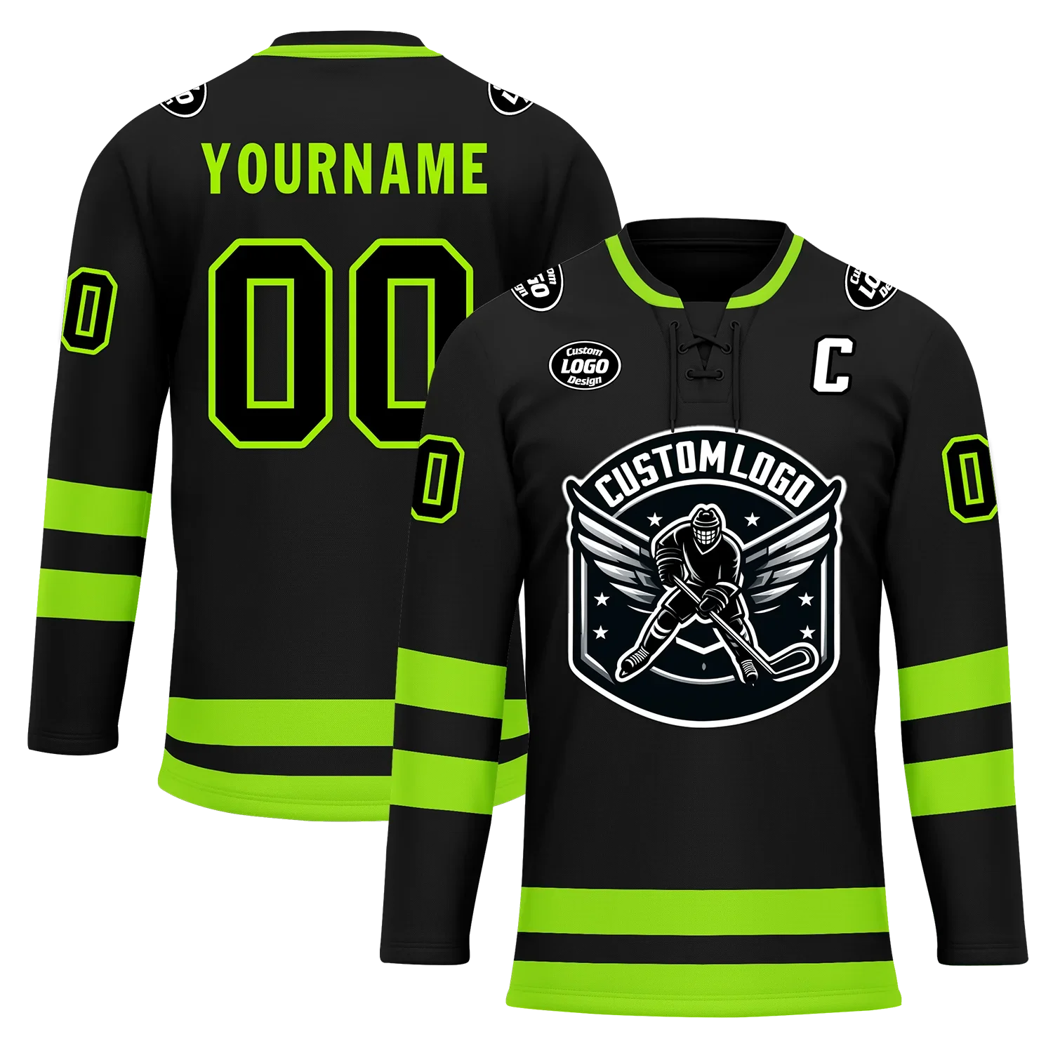 Custom Black Green Personalized Hockey Jersey HCKJ01-D0a70b8 - Coolcustomize