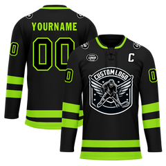 Custom Black Green Personalized Hockey Jersey HCKJ01-D0a70b8