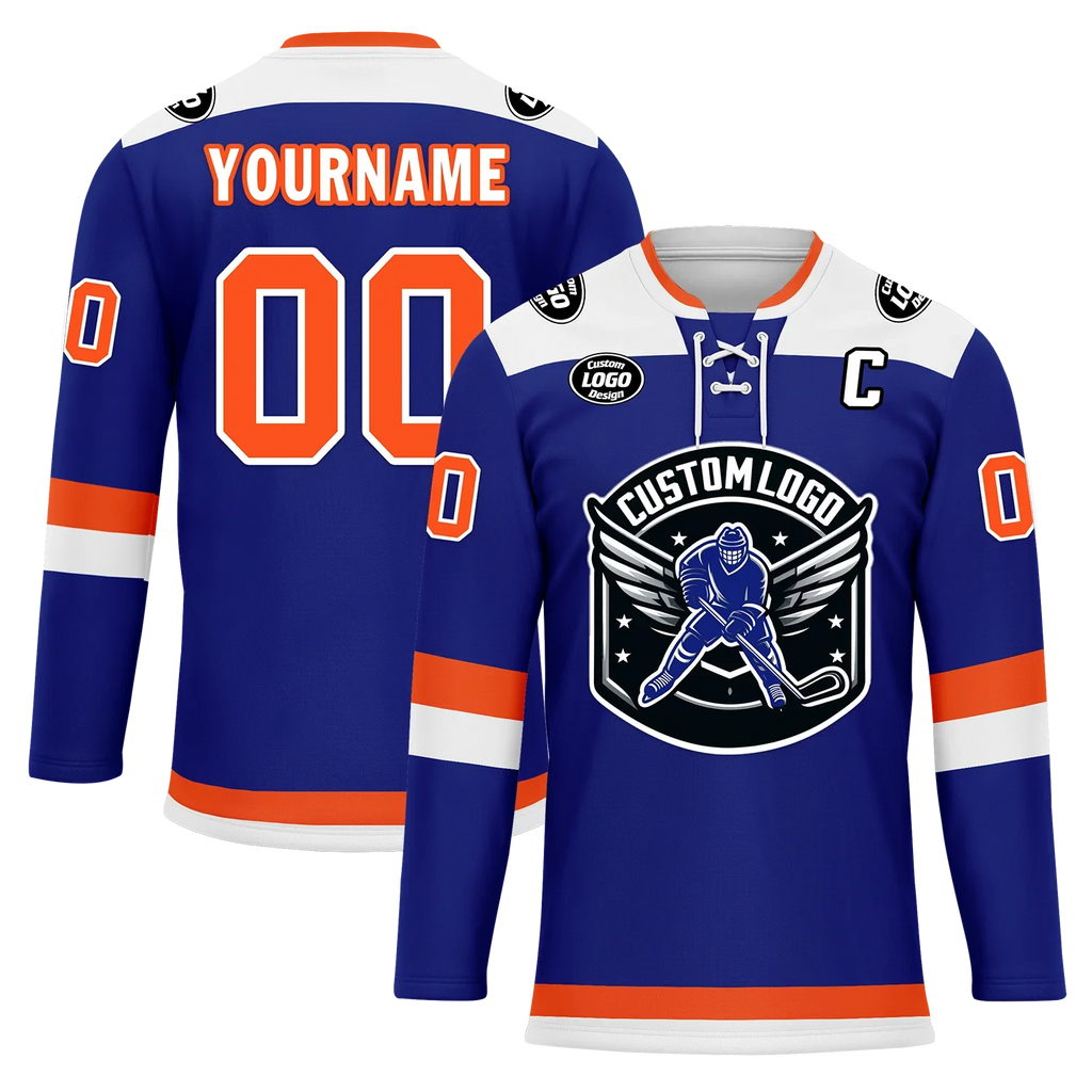 Custom Blue Orange Personalized Hockey Jersey HCKJ01-D0a700f - Coolcustomize