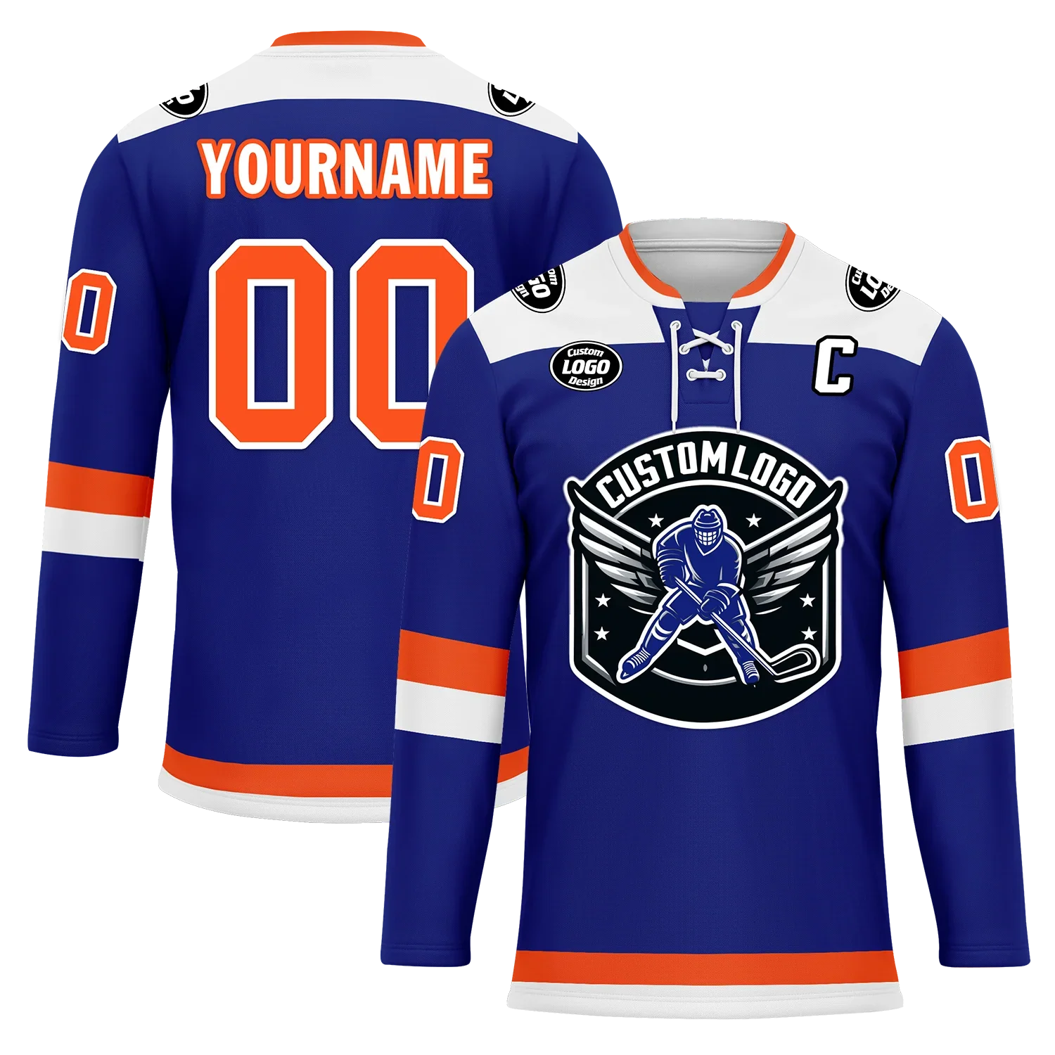 Custom Blue Orange Personalized Hockey Jersey HCKJ01-D0a700f - Coolcustomize