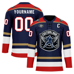 Custom Blue Red Personalized Hockey Jersey HCKJ01-D0a70af