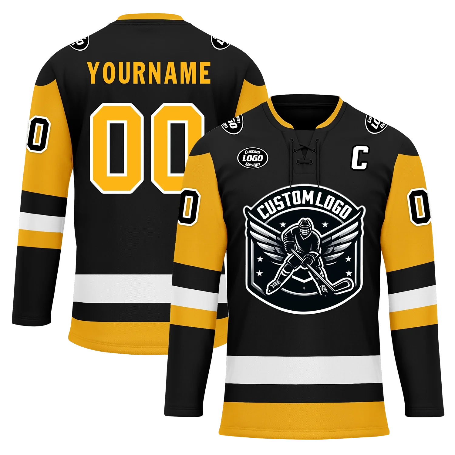 Custom Black Yellow Personalized Hockey Jersey HCKJ01-D0a7009 - Coolcustomize