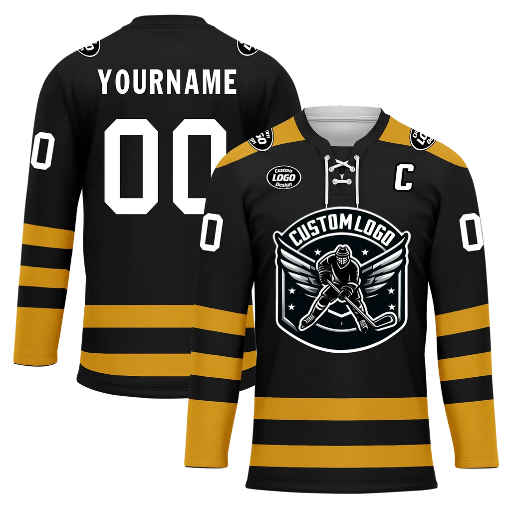 Custom Black Yellow Personalized Hockey Jersey HCKJ01-D0a70ee - Coolcustomize