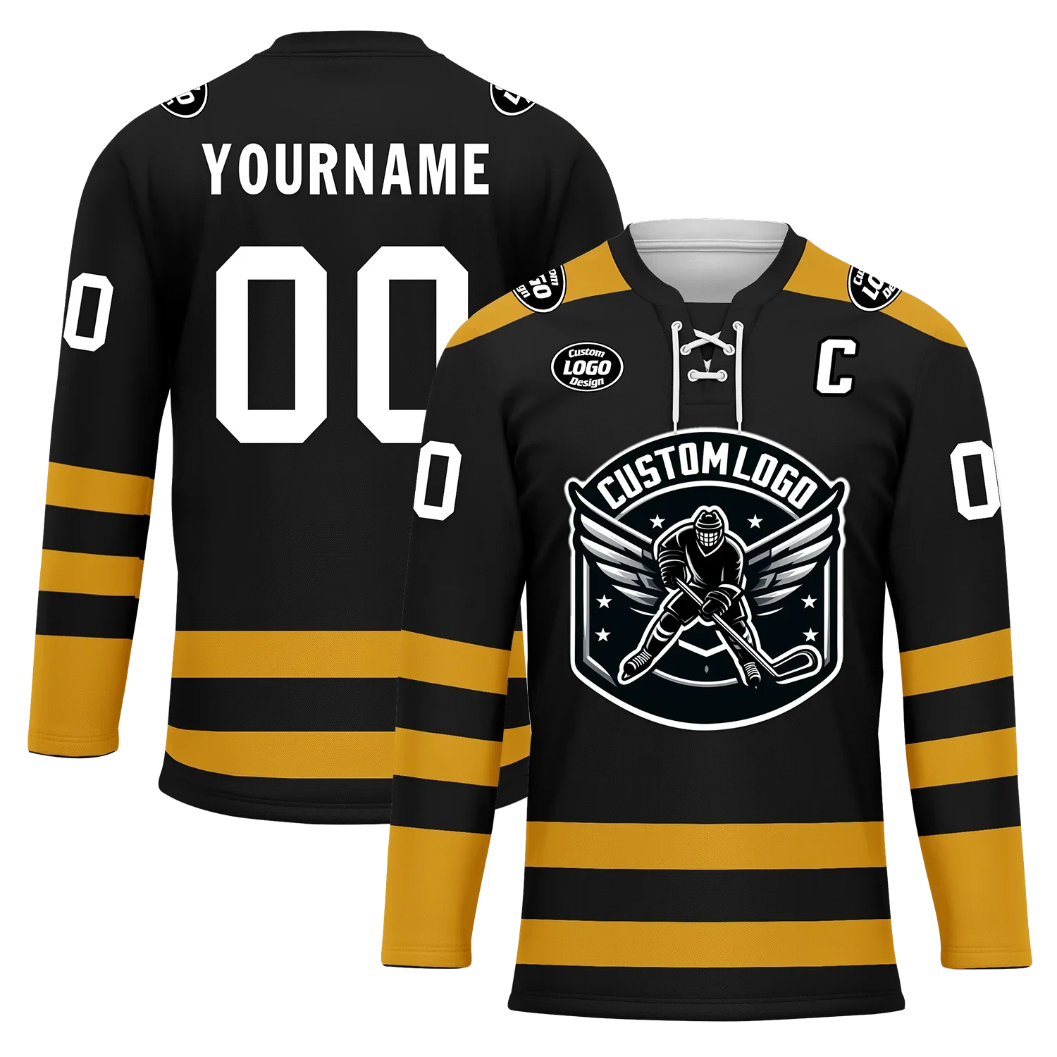 Custom Black Yellow Personalized Hockey Jersey HCKJ01-D0a70ee - Coolcustomize