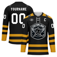 Custom Black Yellow Personalized Hockey Jersey HCKJ01-D0a70ee