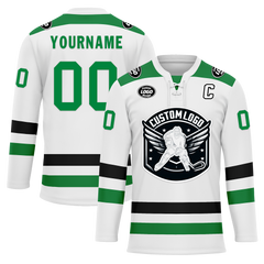 Custom White Green Personalized Hockey Jersey HCKJ01-D0a70b7