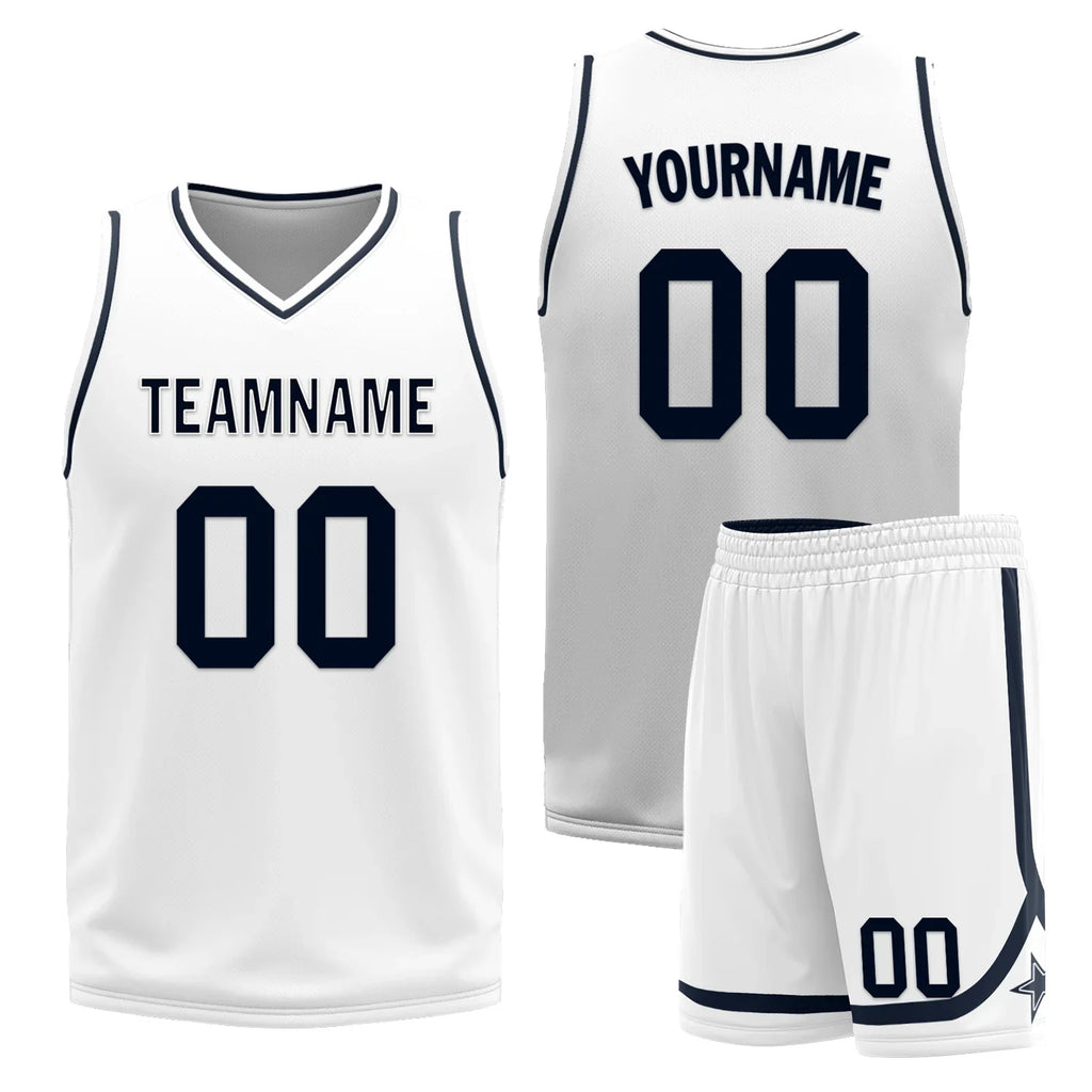 Custom Blue White Classic Style Reversible Basketball Uniform Personalized COOLMAX BBJR-D017056 - Coolcustomize