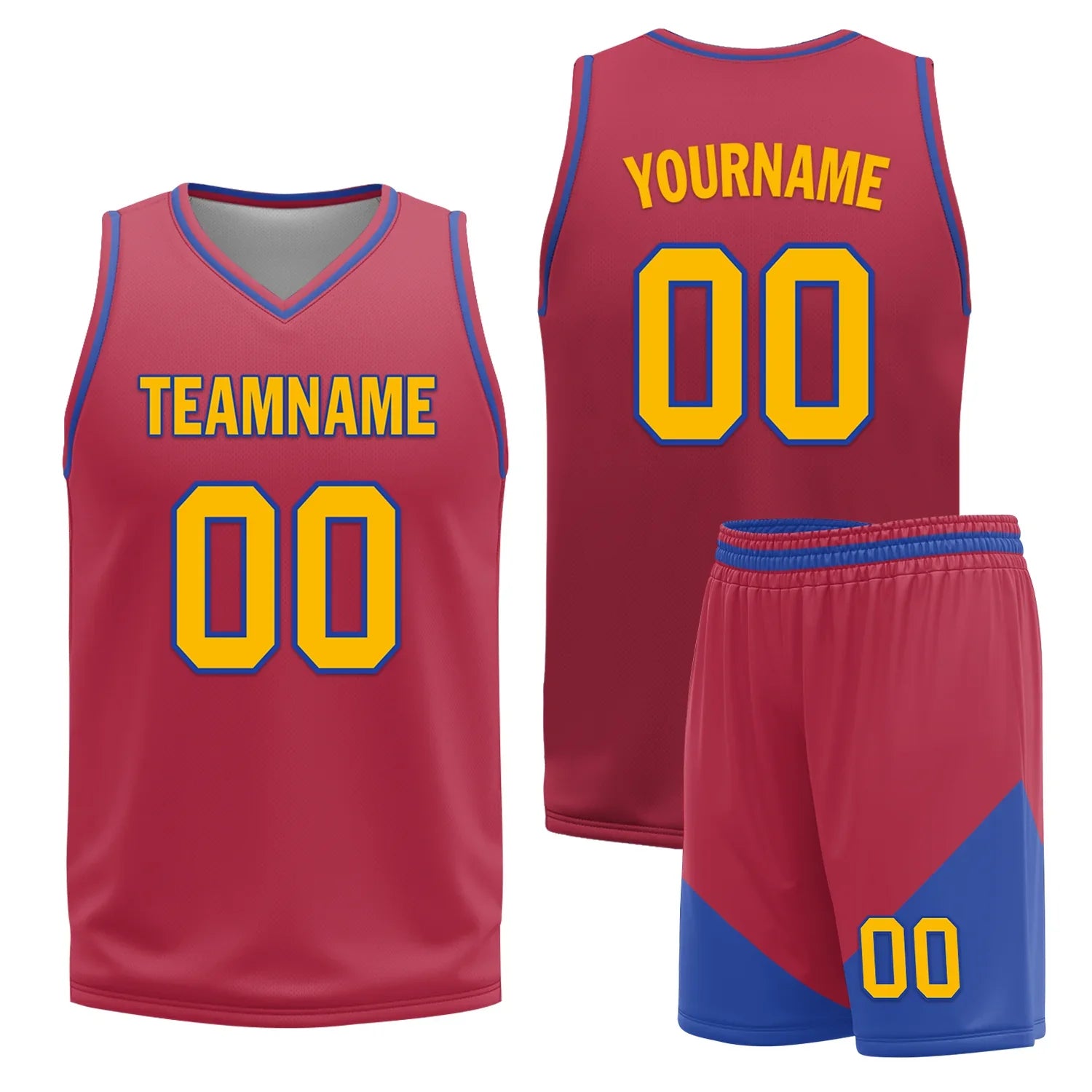 Custom Blue Red Classic Style Reversible Basketball Uniform Personalized COOLMAX BBJR-D017029 - Coolcustomize