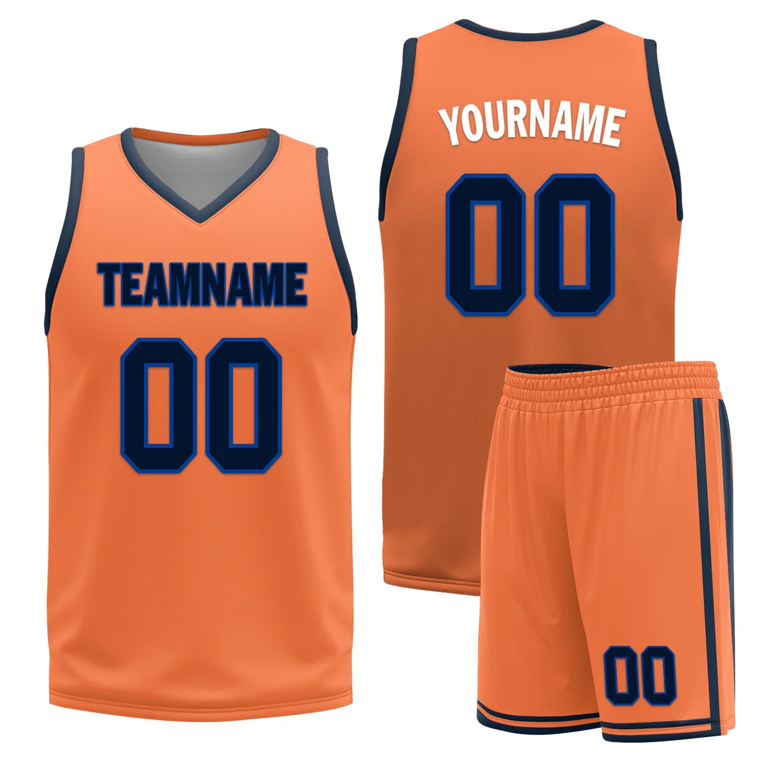 Custom Blue Orange Classic Style Reversible Basketball Uniform Personalized Ordinary BBJR-D017015 - Coolcustomize