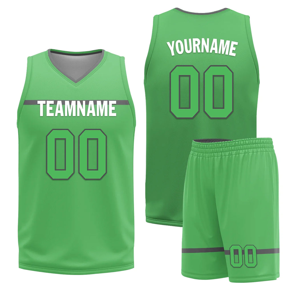 Custom Gray Green Classic Style Reversible Basketball Uniform Personalized Ordinary BBJR-D017046 - Coolcustomize