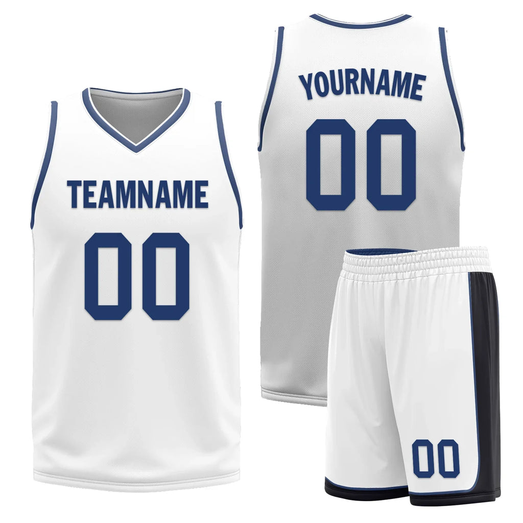 Custom Blue White Classic Style Reversible Basketball Uniform Personalized Ordinary BBJR-D017053 - Coolcustomize