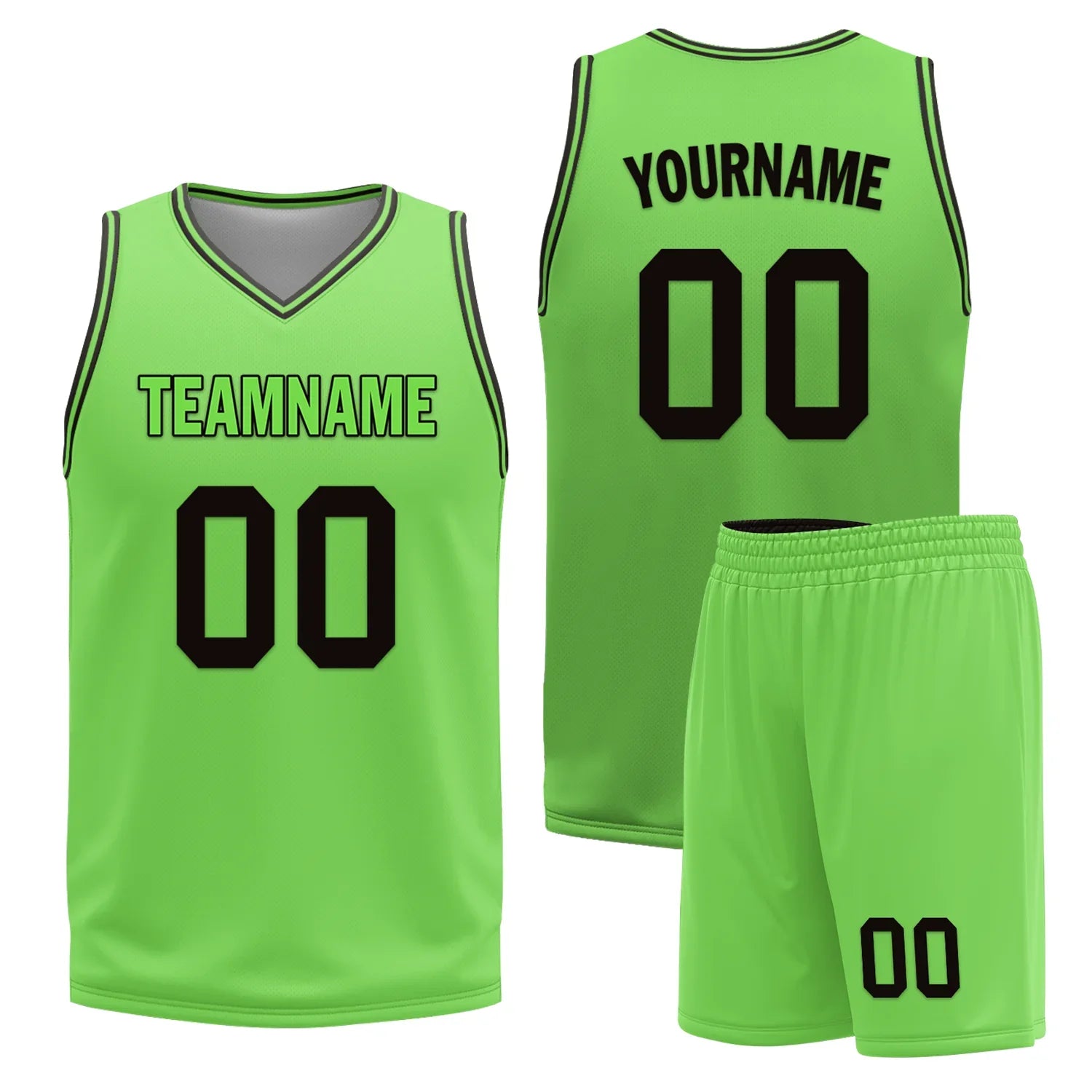 Custom Black Green Classic Style Reversible Basketball Uniform Personalized COOLMAX BBJR-D017049 - Coolcustomize