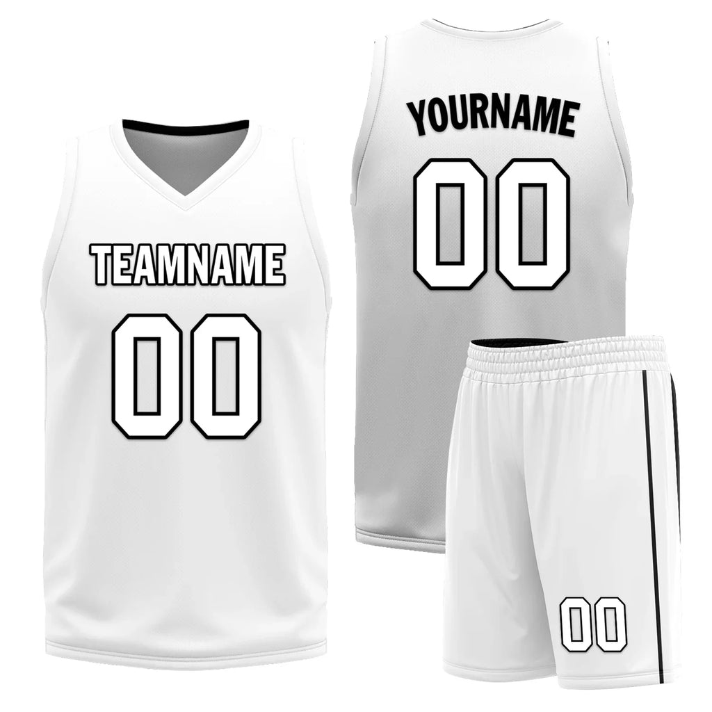 Custom Black White Classic Style Reversible Basketball Uniform Personalized COOLMAX BBJR-D017007 - Coolcustomize