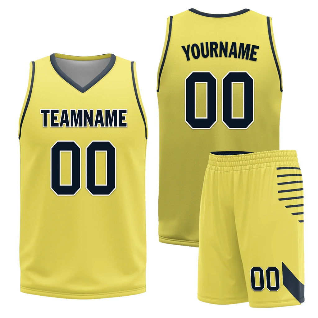 Custom Blue Yellow Classic Style Reversible Basketball Uniform Personalized Ordinary BBJR-D017059 - Coolcustomize