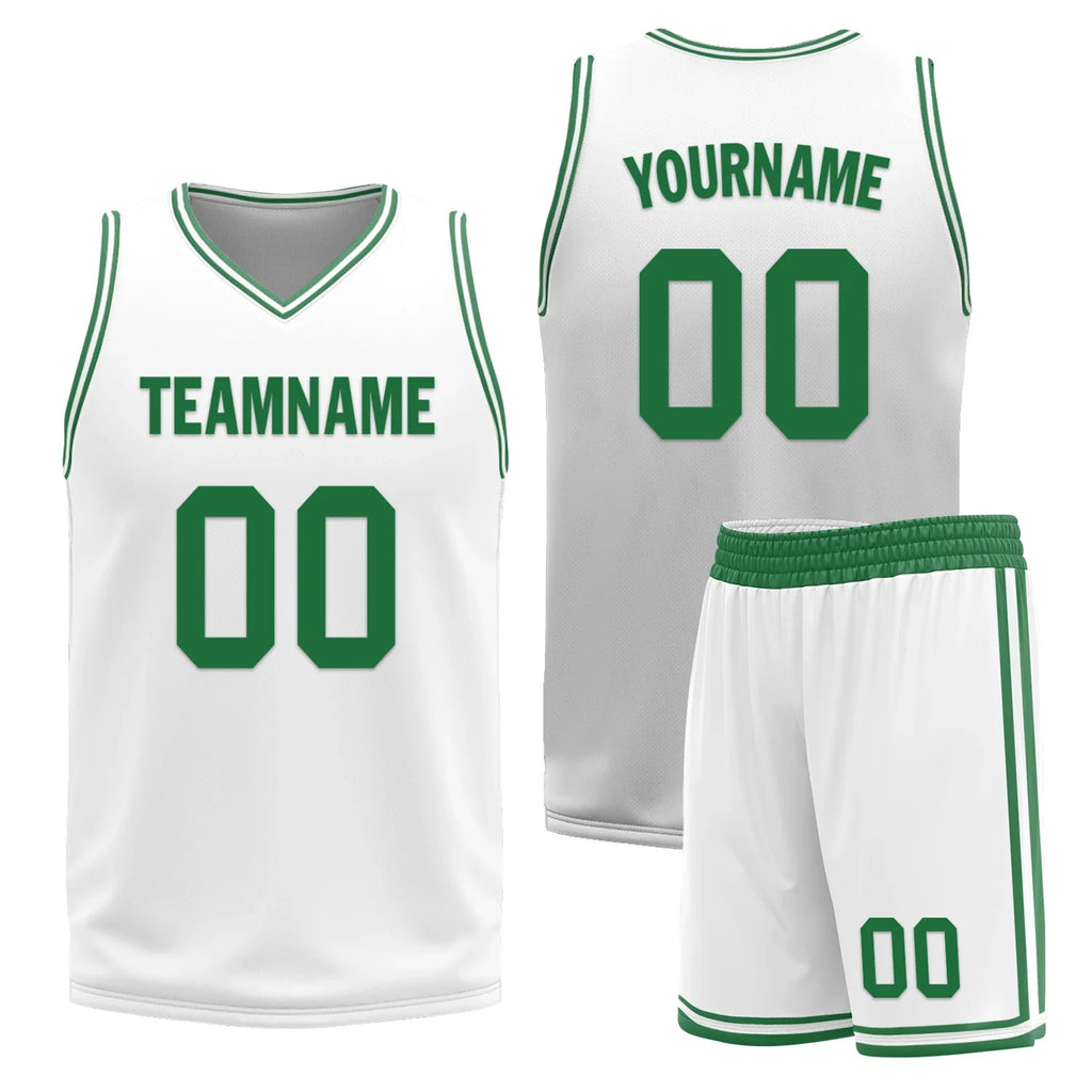 Custom Green White Classic Style Reversible Basketball Uniform Personalized Ordinary BBJR-D017001 - Coolcustomize