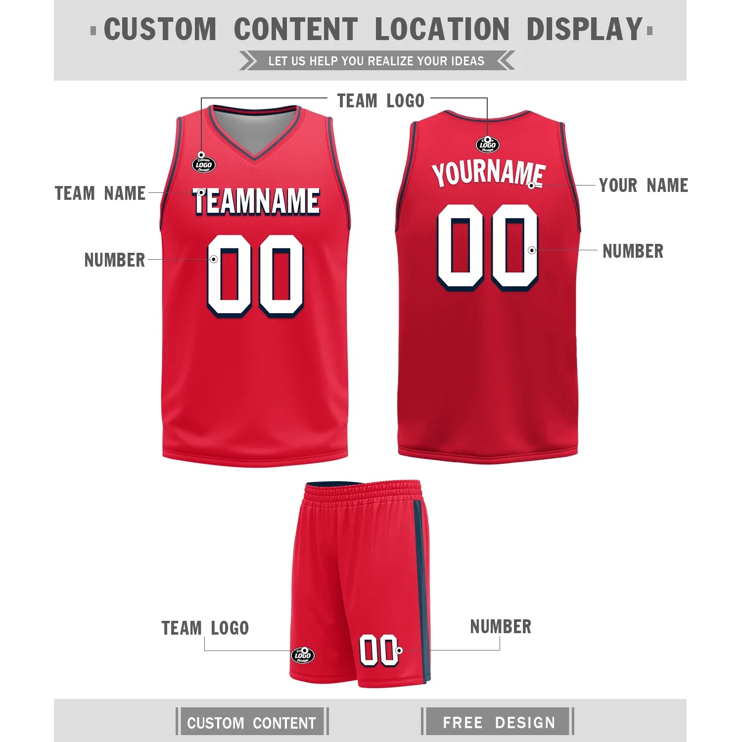 Custom Blue Red Classic Style Reversible Basketball Uniform Personalized COOLMAX BBJR-D017021 - Coolcustomize