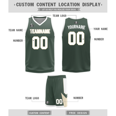 Custom White Green Classic Style Reversible Basketball Uniform Personalized COOLMAX BBJR-D017010