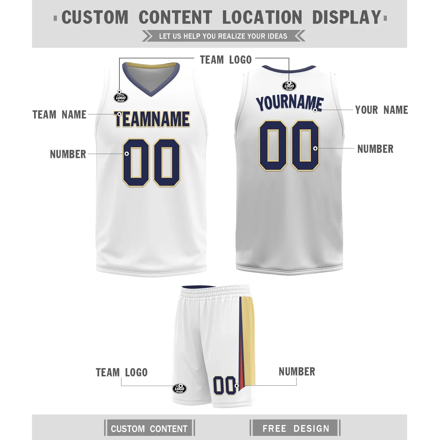 Custom Blue White Classic Style Reversible Basketball Uniform Personalized COOLMAX BBJR-D017050 - Coolcustomize