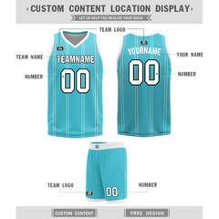 Custom White Blue Classic Style Reversible Basketball Uniform Personalized COOLMAX BBJR-D017013