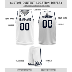 Custom Blue White Classic Style Reversible Basketball Uniform Personalized COOLMAX BBJR-D017056