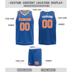 Custom White Blue Classic Style Reversible Basketball Uniform Personalized Ordinary BBJR-D017016