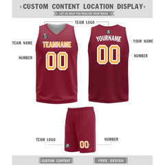 Custom White Red Classic Style Reversible Basketball Uniform Personalized COOLMAX BBJR-D017012