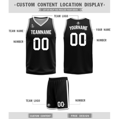 Custom White Black Classic Style Reversible Basketball Uniform Personalized Ordinary BBJR-D017008