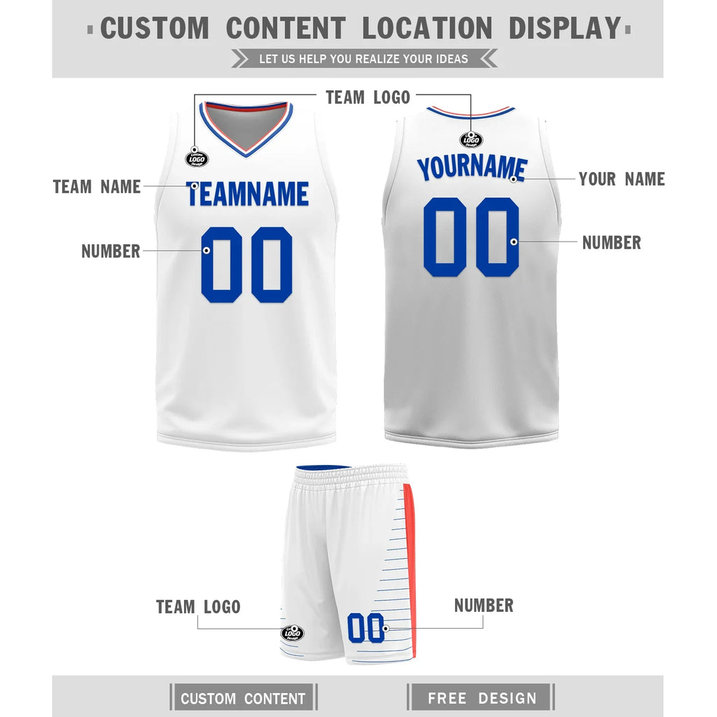 Custom Blue White Classic Style Reversible Basketball Uniform Personalized COOLMAX BBJR-D017031 - Coolcustomize