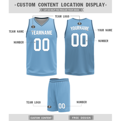 Custom Blue Classic Style Reversible Basketball Uniform Personalized COOLMAX BBJR-D017032