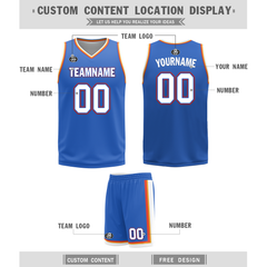 Custom White Blue Classic Style Reversible Basketball Uniform Personalized COOLMAX BBJR-D017039