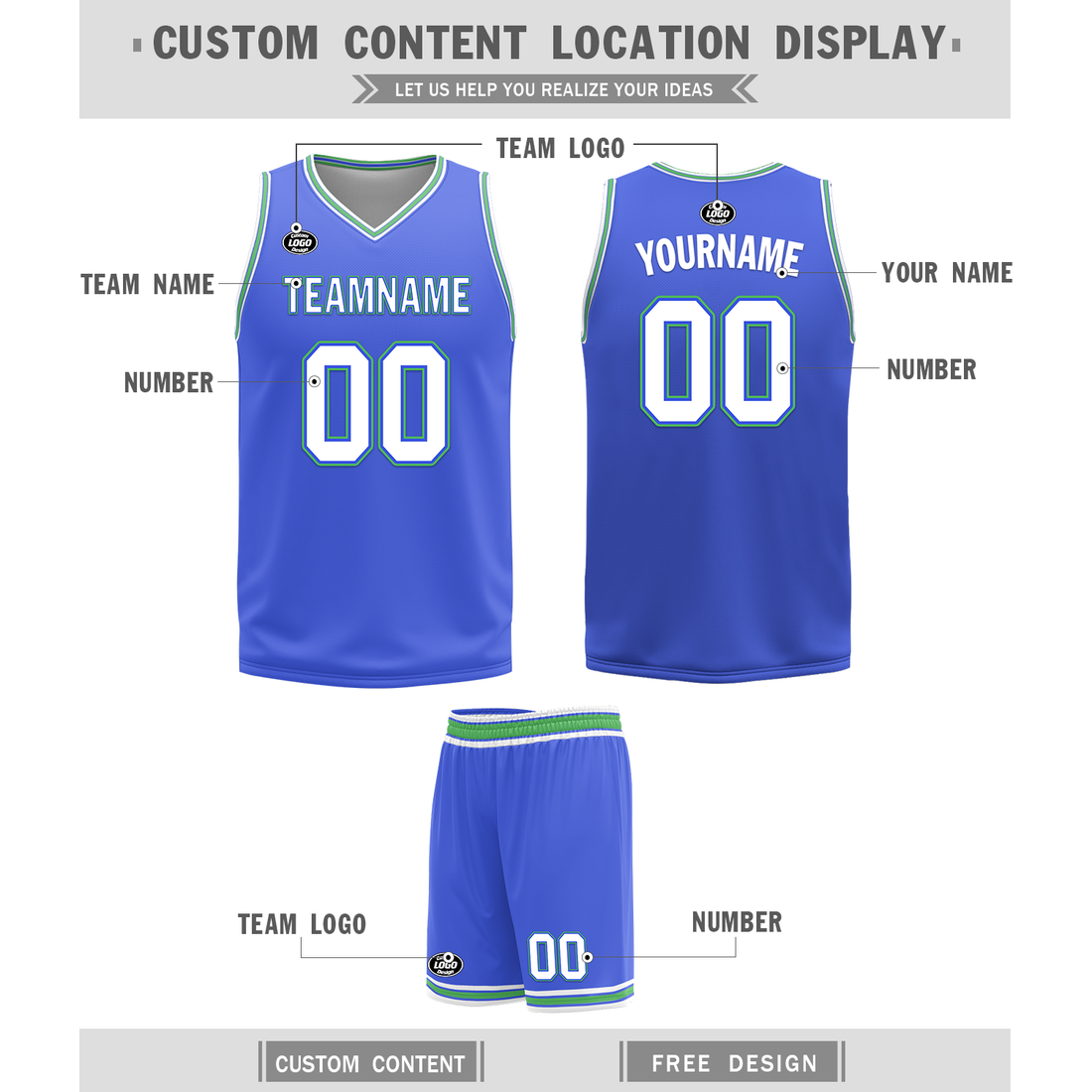Custom White Blue Classic Style Reversible Basketball Uniform Personalized Ordinary BBJR-D017045
