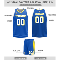 Custom White Blue Classic Style Reversible Basketball Uniform Personalized COOLMAX BBJR-D017004