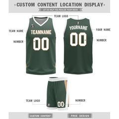 Custom White Green Classic Style Reversible Basketball Uniform Personalized COOLMAX BBJR-D017002