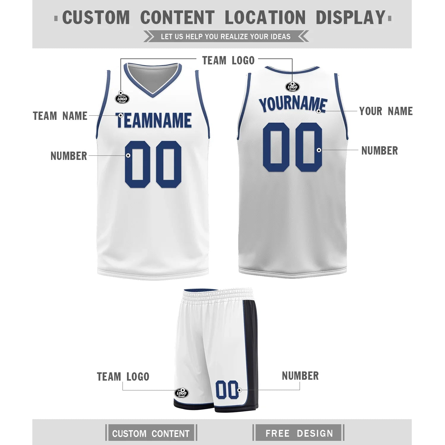 Custom Blue White Classic Style Reversible Basketball Uniform Personalized Ordinary BBJR-D017053 - Coolcustomize