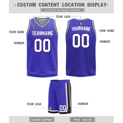 Custom Black Blue Classic Style Reversible Basketball Uniform Personalized COOLMAX BBJR-D017036