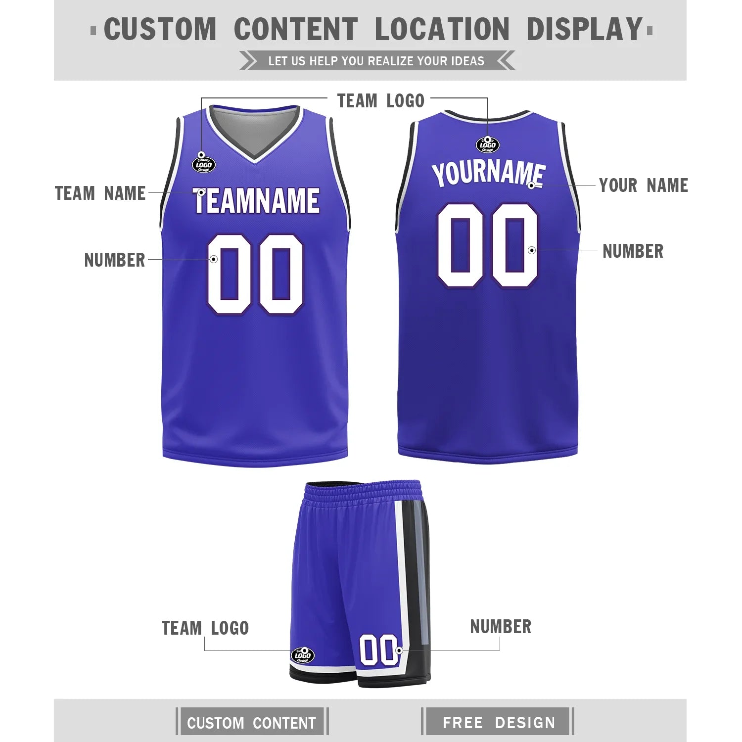 Custom Black Blue Classic Style Reversible Basketball Uniform Personalized Ordinary BBJR-D017036 - Coolcustomize