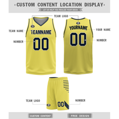 Custom Blue Yellow Classic Style Reversible Basketball Uniform Personalized Ordinary BBJR-D017059