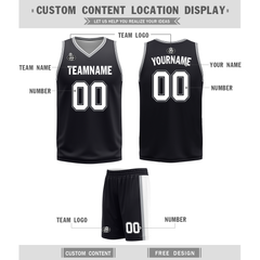 Custom White Black Classic Style Reversible Basketball Uniform Personalized COOLMAX BBJR-D017051