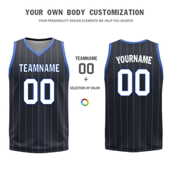 Custom Blue Black Classic Style Reversible Basketball Uniform Personalized Ordinary BBJR-D017055