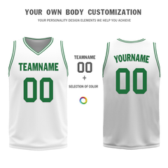 Custom Green White Classic Style Reversible Basketball Uniform Personalized COOLMAX BBJR-D017001