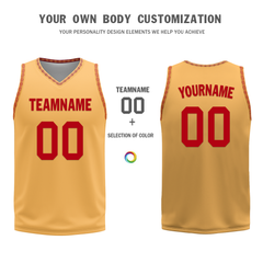 Custom Red Yellow Classic Style Reversible Basketball Uniform Personalized COOLMAX BBJR-D017011