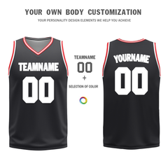 Custom Red Black Classic Style Reversible Basketball Uniform Personalized COOLMAX BBJR-D017025