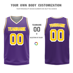 Custom Yellow Purple Classic Style Reversible Basketball Uniform Personalized Ordinary BBJR-D017034