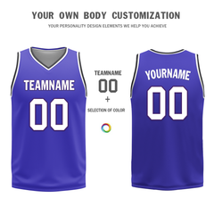 Custom Black Blue Classic Style Reversible Basketball Uniform Personalized COOLMAX BBJR-D017036