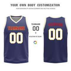 Custom White Blue Classic Style Reversible Basketball Uniform Personalized Ordinary BBJR-D017030