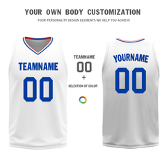 Custom Blue White Classic Style Reversible Basketball Uniform Personalized Ordinary BBJR-D017031