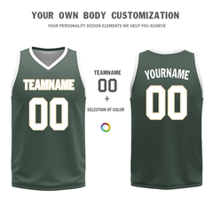 Custom White Green Classic Style Reversible Basketball Uniform Personalized COOLMAX BBJR-D017010